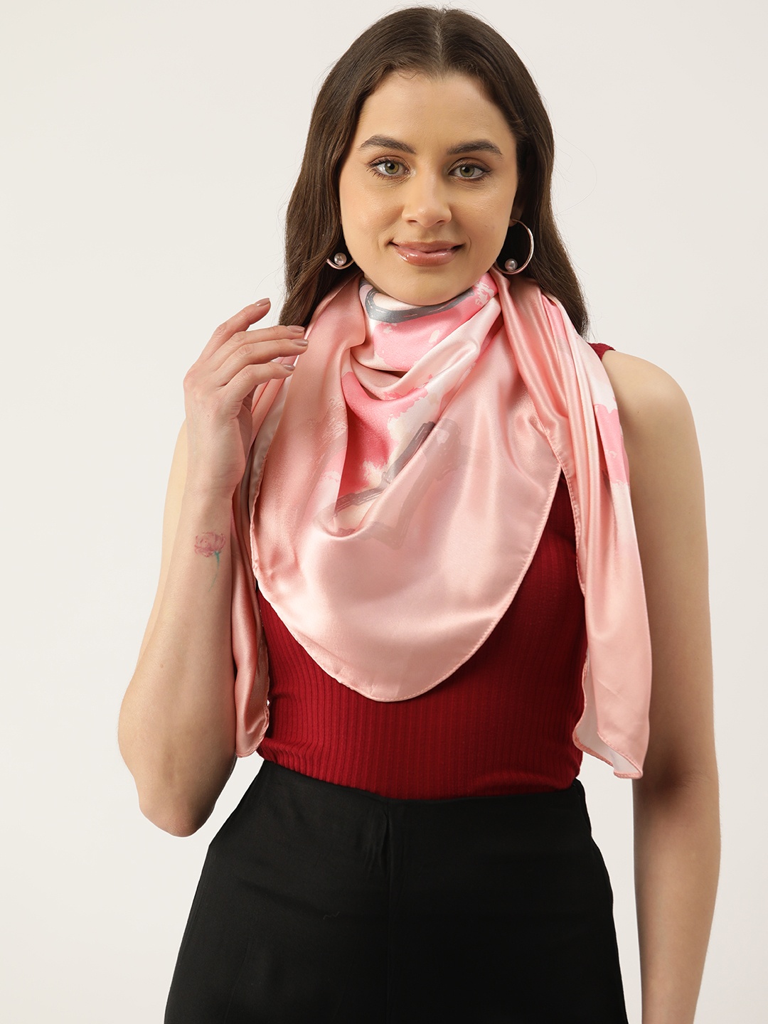 

Leeza Store Women Printed Scarf, Pink