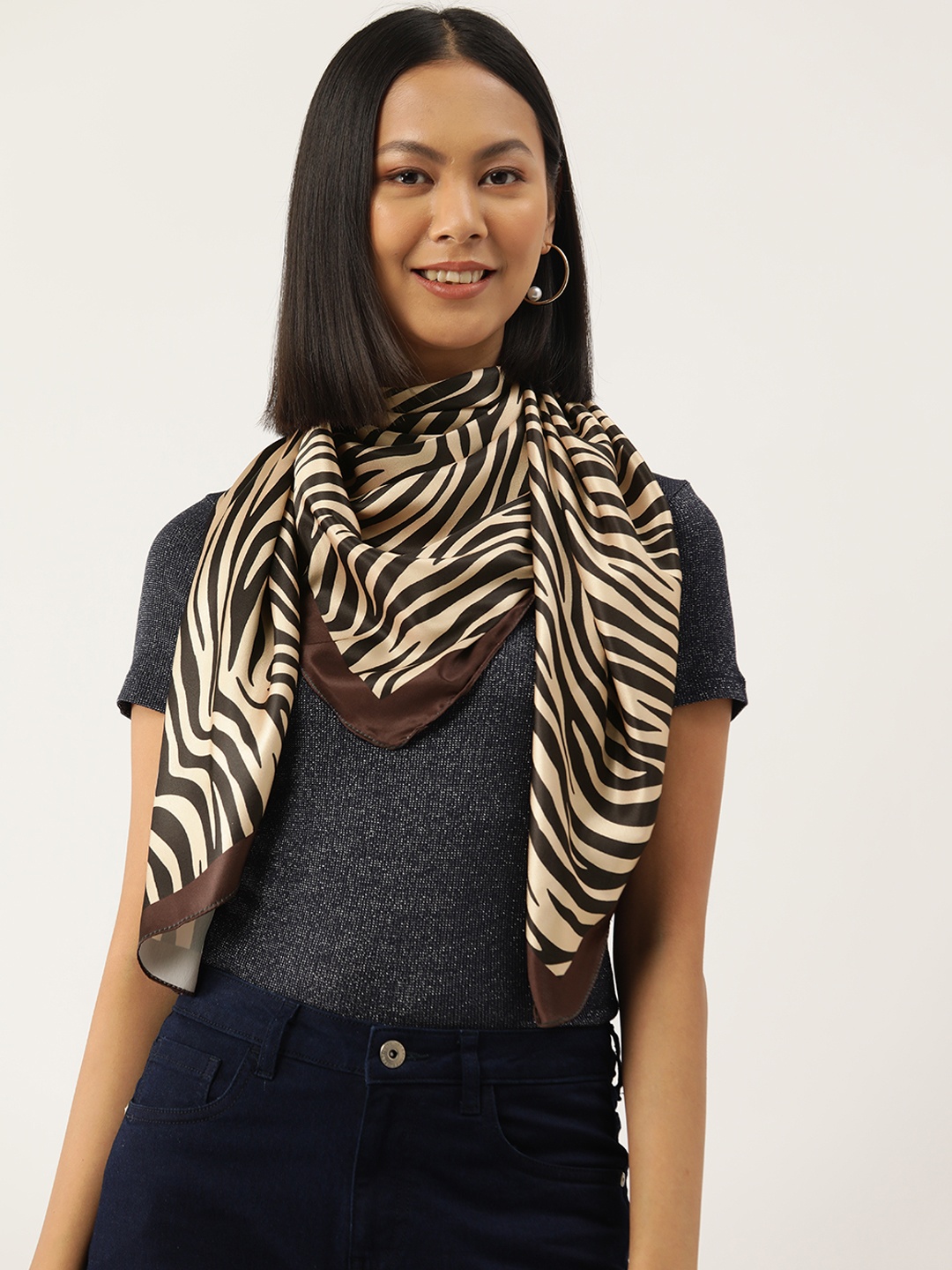 

Leeza Store Women Printed Scarf, Beige