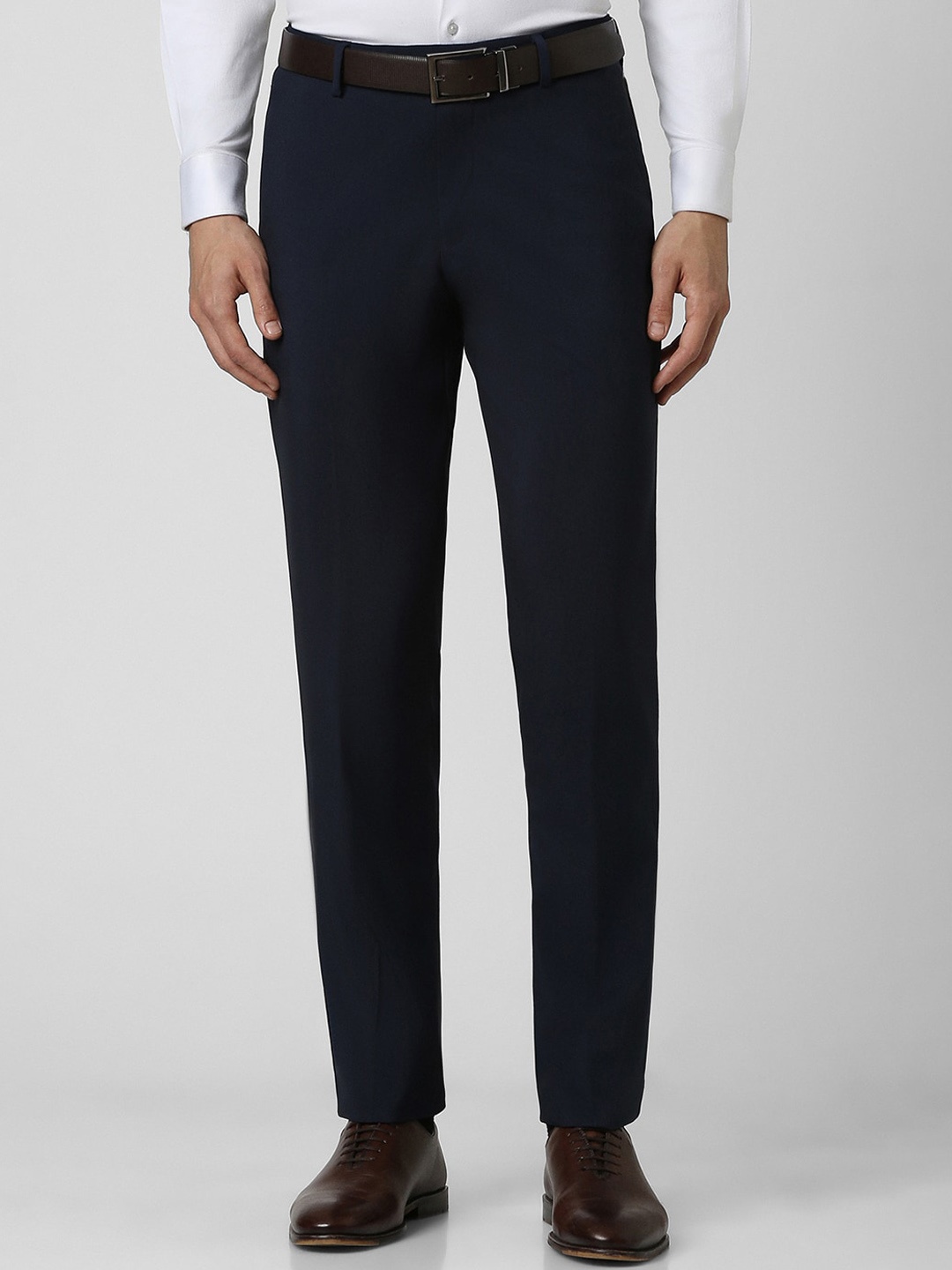 

Peter England Men Slim Fit Formal Trousers, Navy blue