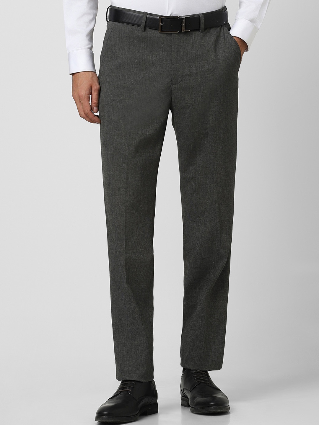 

Peter England Men Slim Fit Formal Trousers, Grey