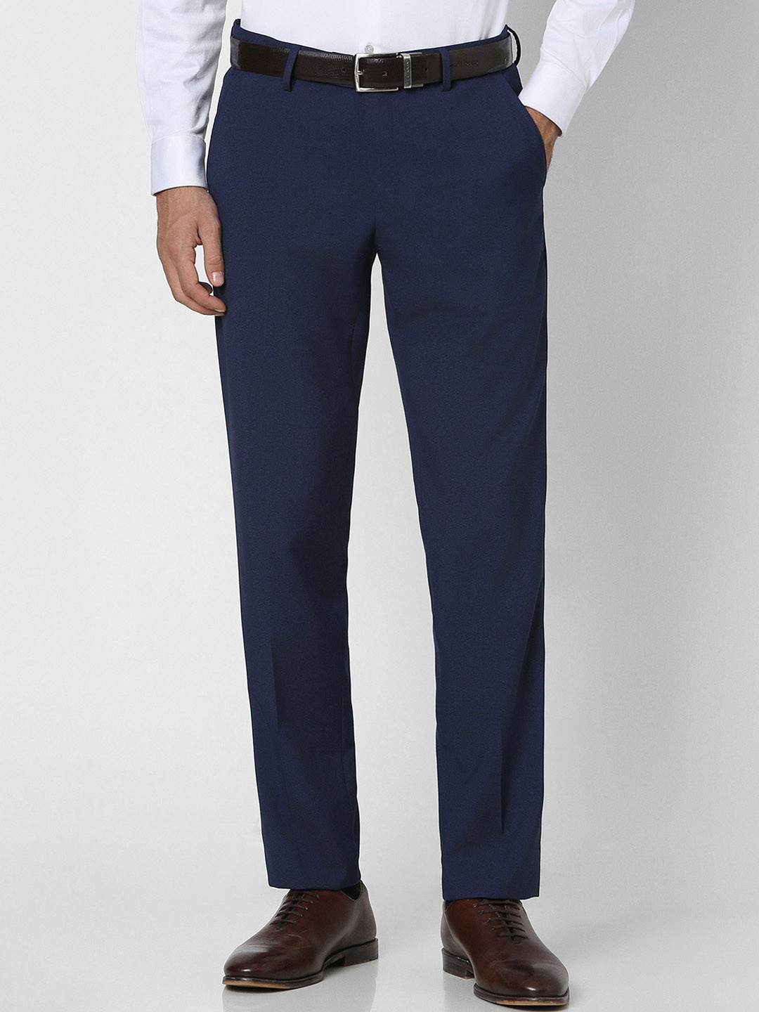 

Peter England Men Slim Fit Formal Trousers, Navy blue