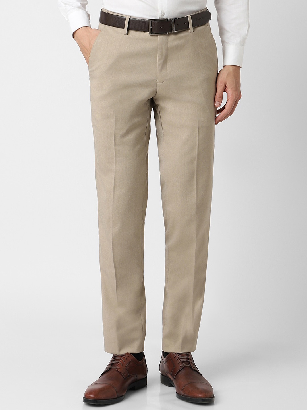 

Peter England Men Formal Slim Fit Trousers, Cream