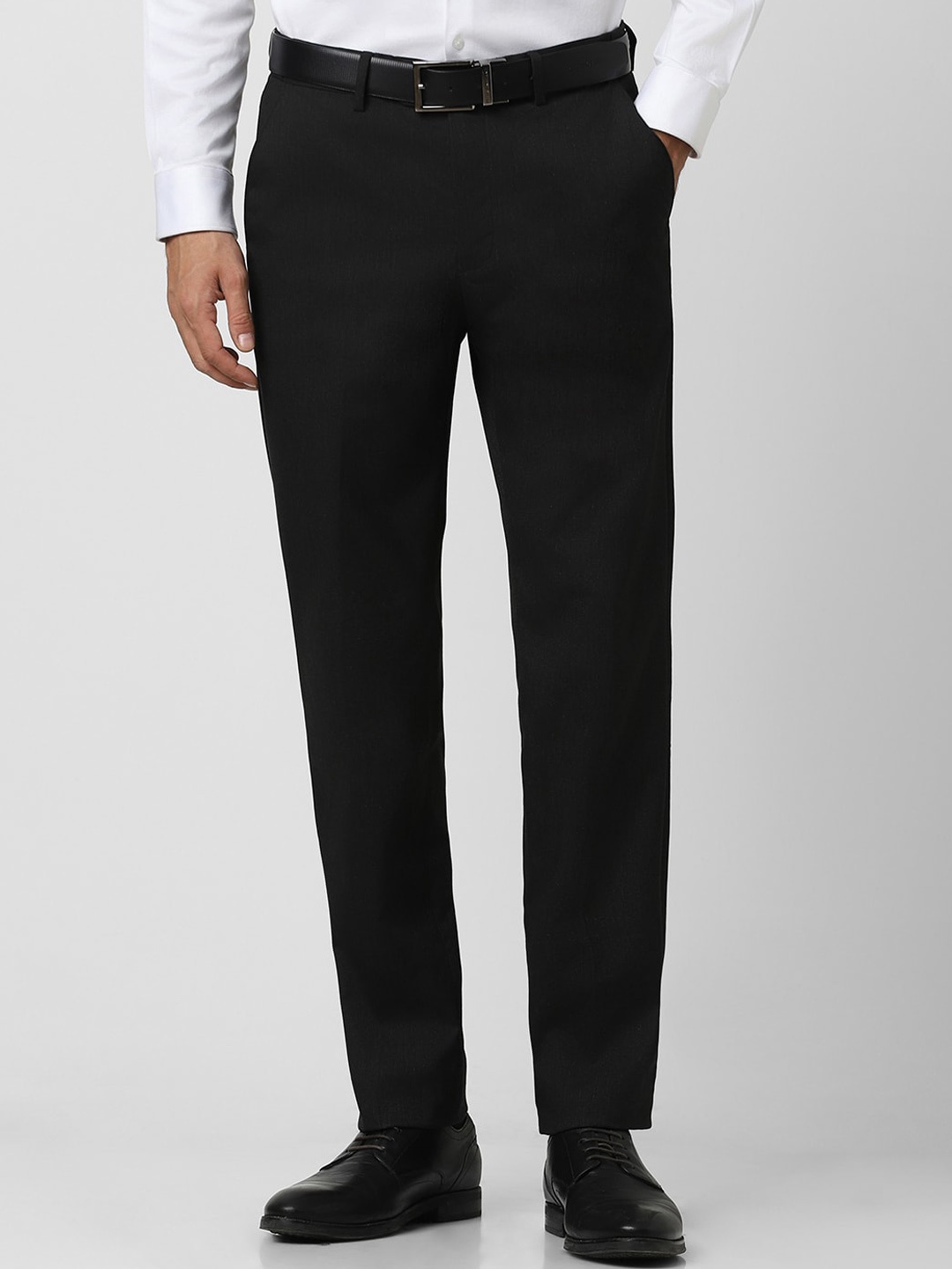 

Peter England Men Slim Fit Formal Trousers, Black