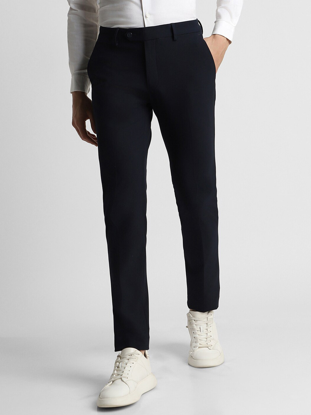 

Peter England Men Slim Fit Trousers, Navy blue