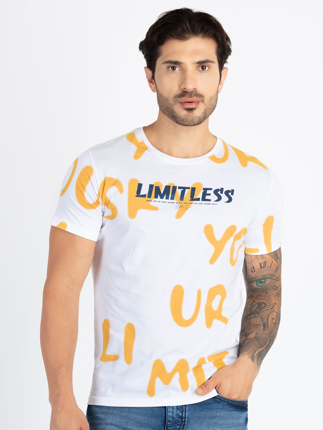 

Status Quo Typographic Printed Round Neck T-shirt, White