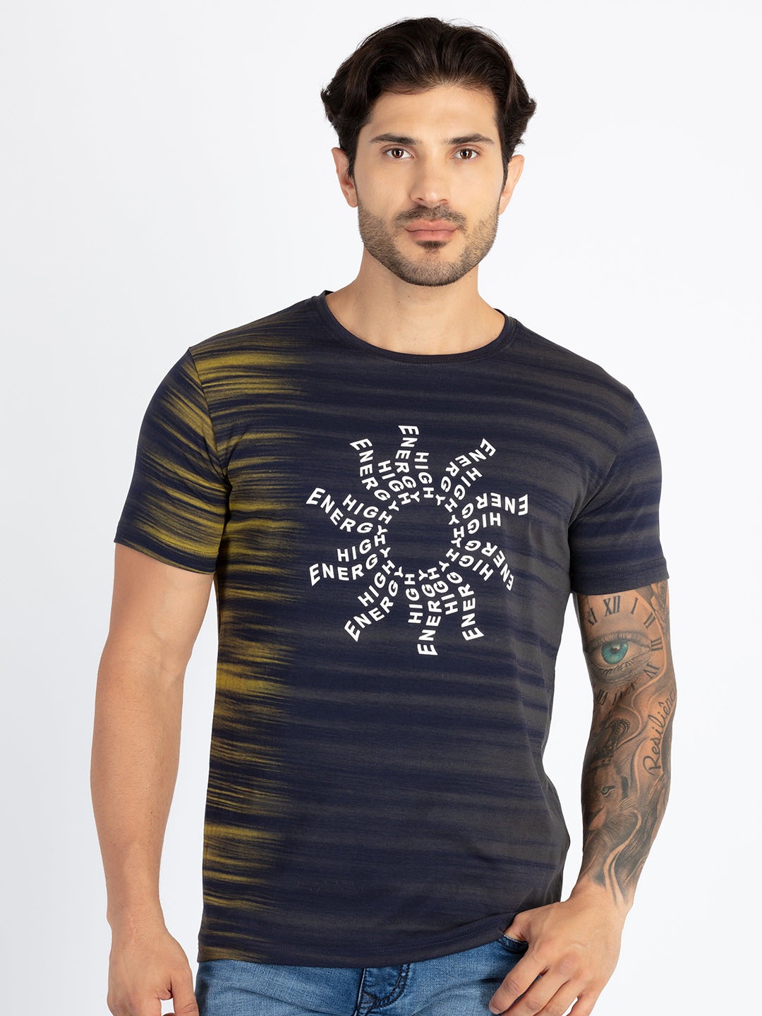 

Status Quo Typographic Printed Round Neck Pure Cotton T-shirt, Yellow