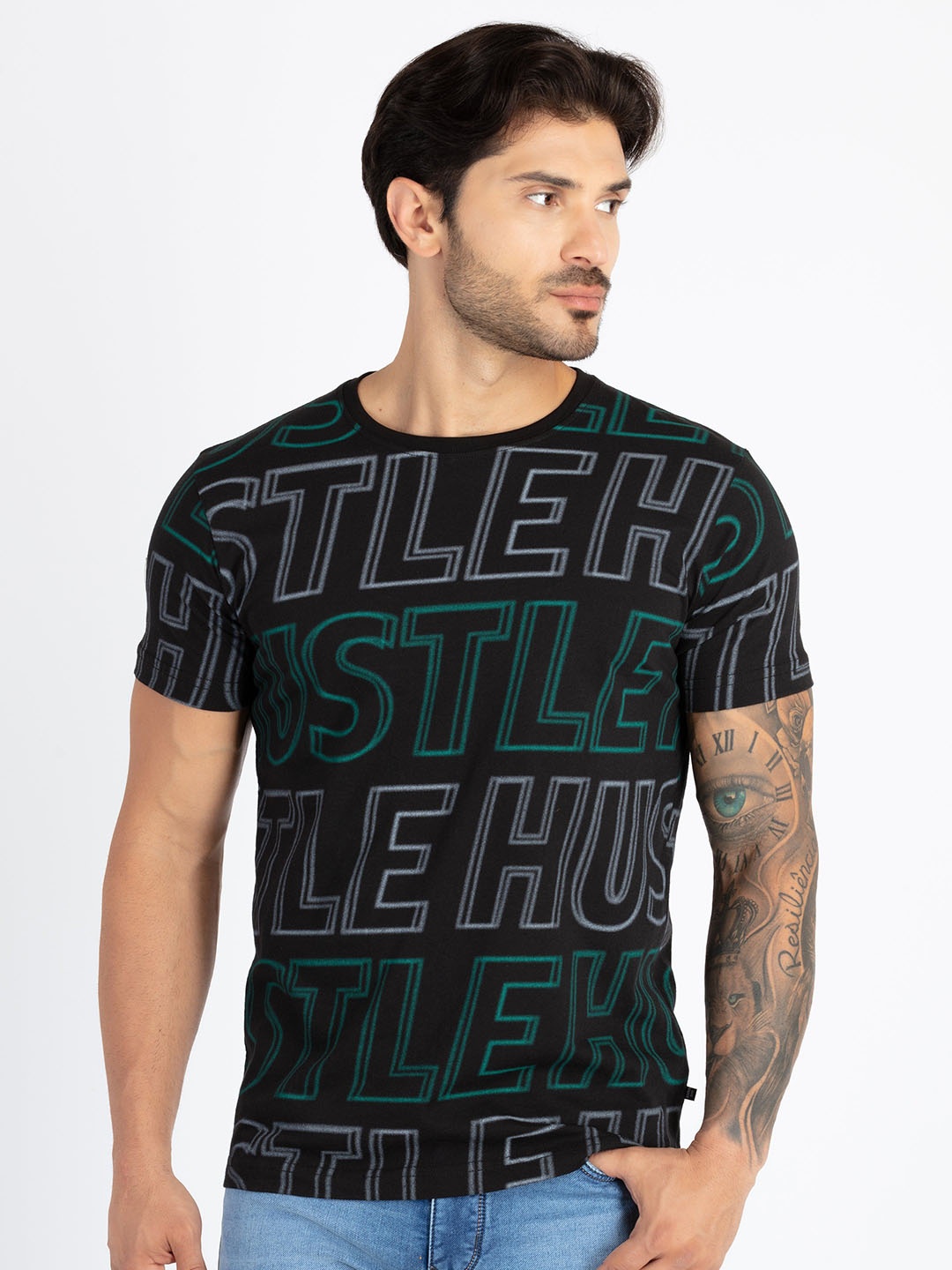 

Status Quo Typography Printed Pure Cotton Casual T-shirt, Black