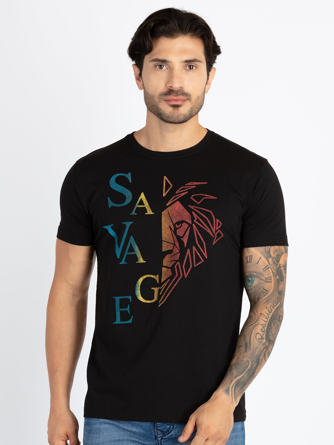 

Status Quo Typography Printed Round Neck Casual T-shirt, Black