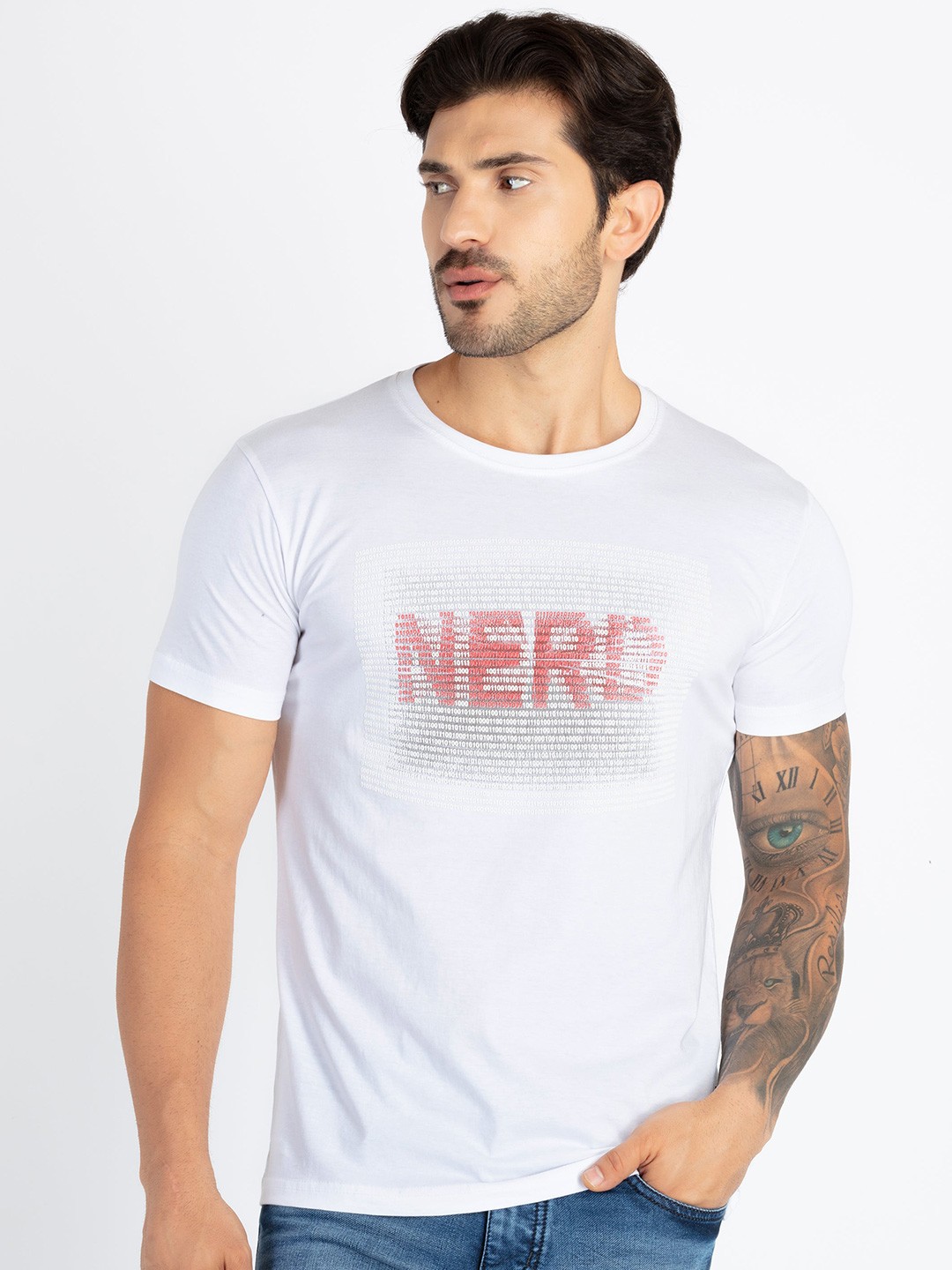 

Status Quo Typography Printed Round Neck Casual T-shirt, White
