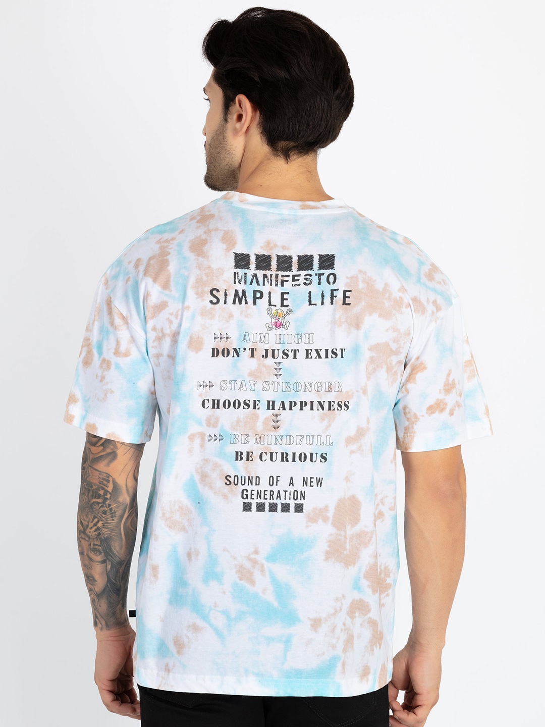 Status Quo round Neck Short Sleeves Typography Printed Pure Cotton T-shirt, White