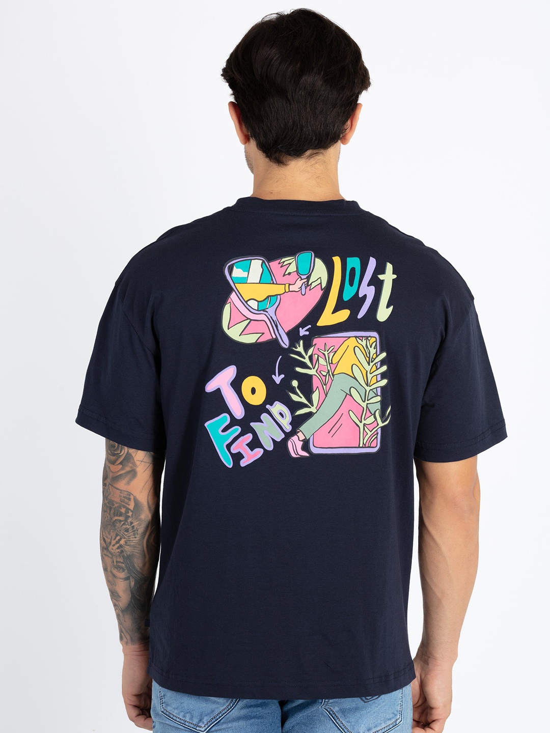 

Status Quo Round Neck Short Sleeves Pure Cotton T-shirt, Navy blue