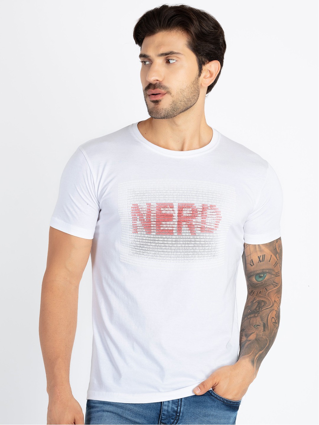 

Status Quo Typography Printed Round Neck Cotton T-shirt, White