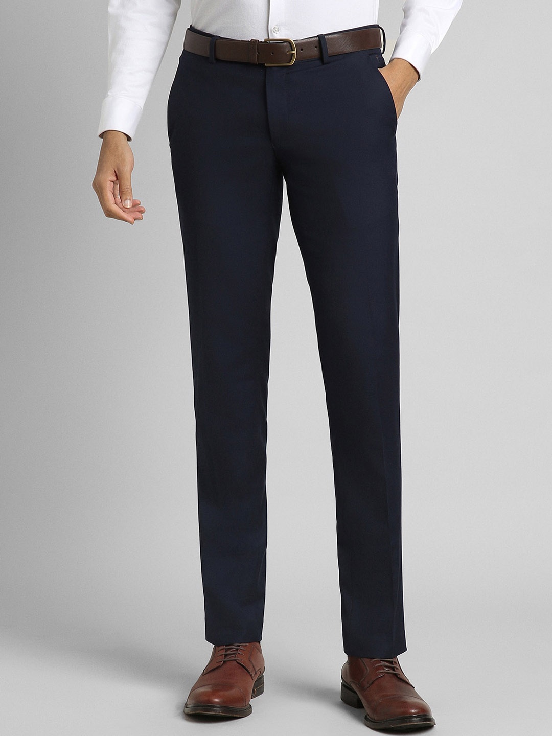

SIMON CARTER LONDON Men Slim Fit Mid-Rise Woven Formal Trouser, Navy blue