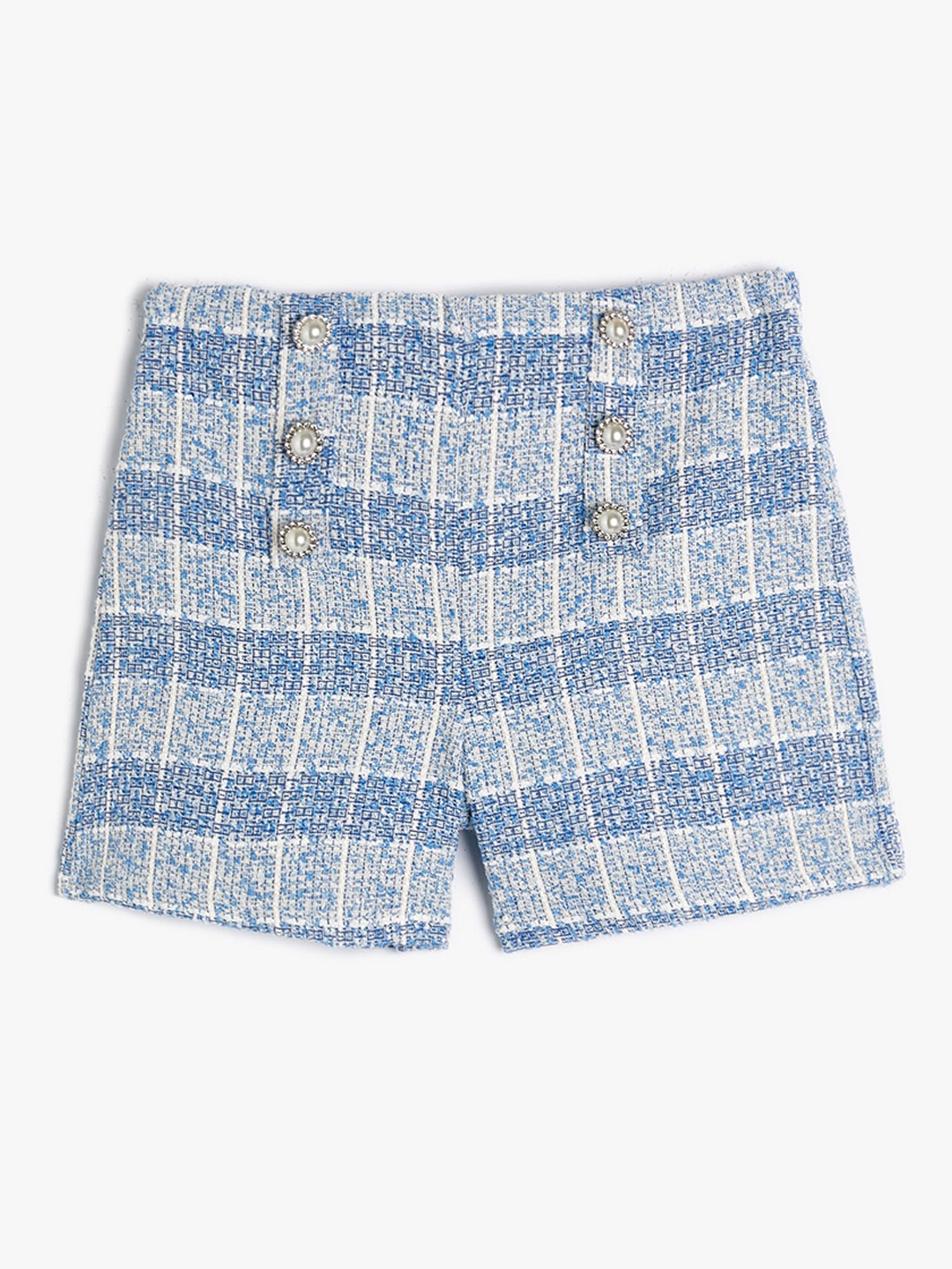 

Koton Girls Geometric Self Design Shorts, Blue