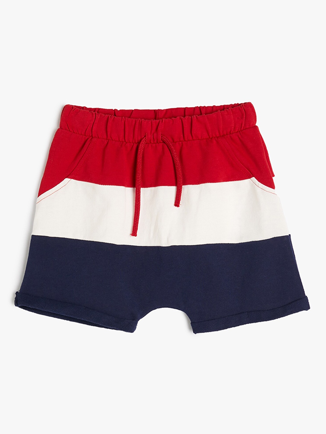 

Koton Boys Colourblocked Mid-Rise Cotton Shorts, Red