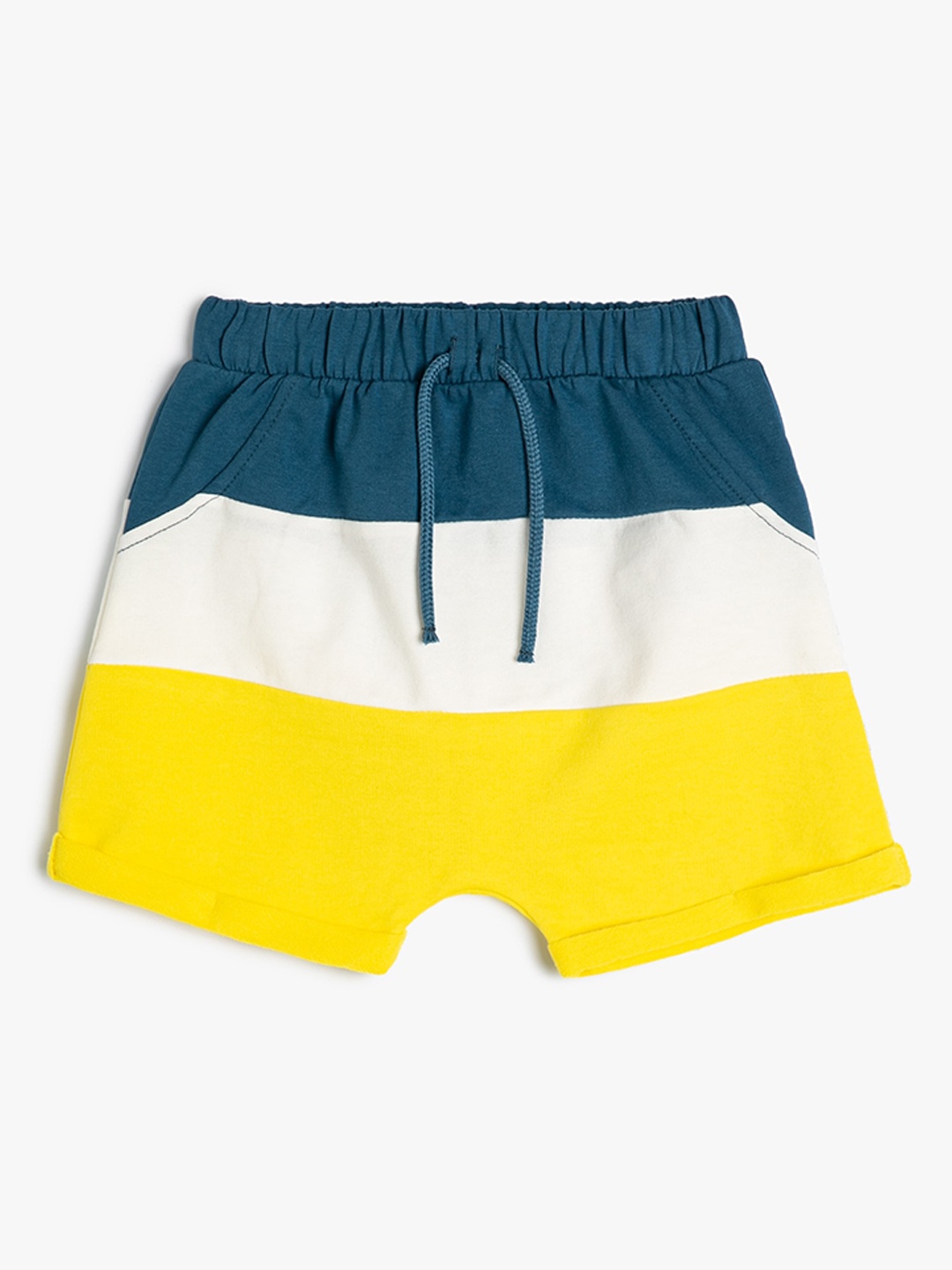 

Koton Boys Colourblocked Mid-Rise Cotton Shorts, Blue