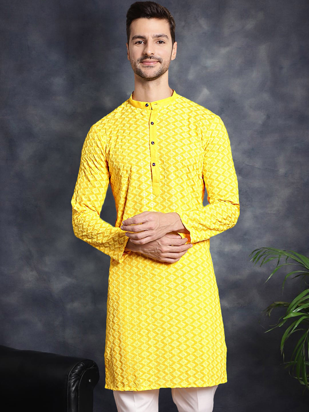 

Anouk Men Kurta, Yellow