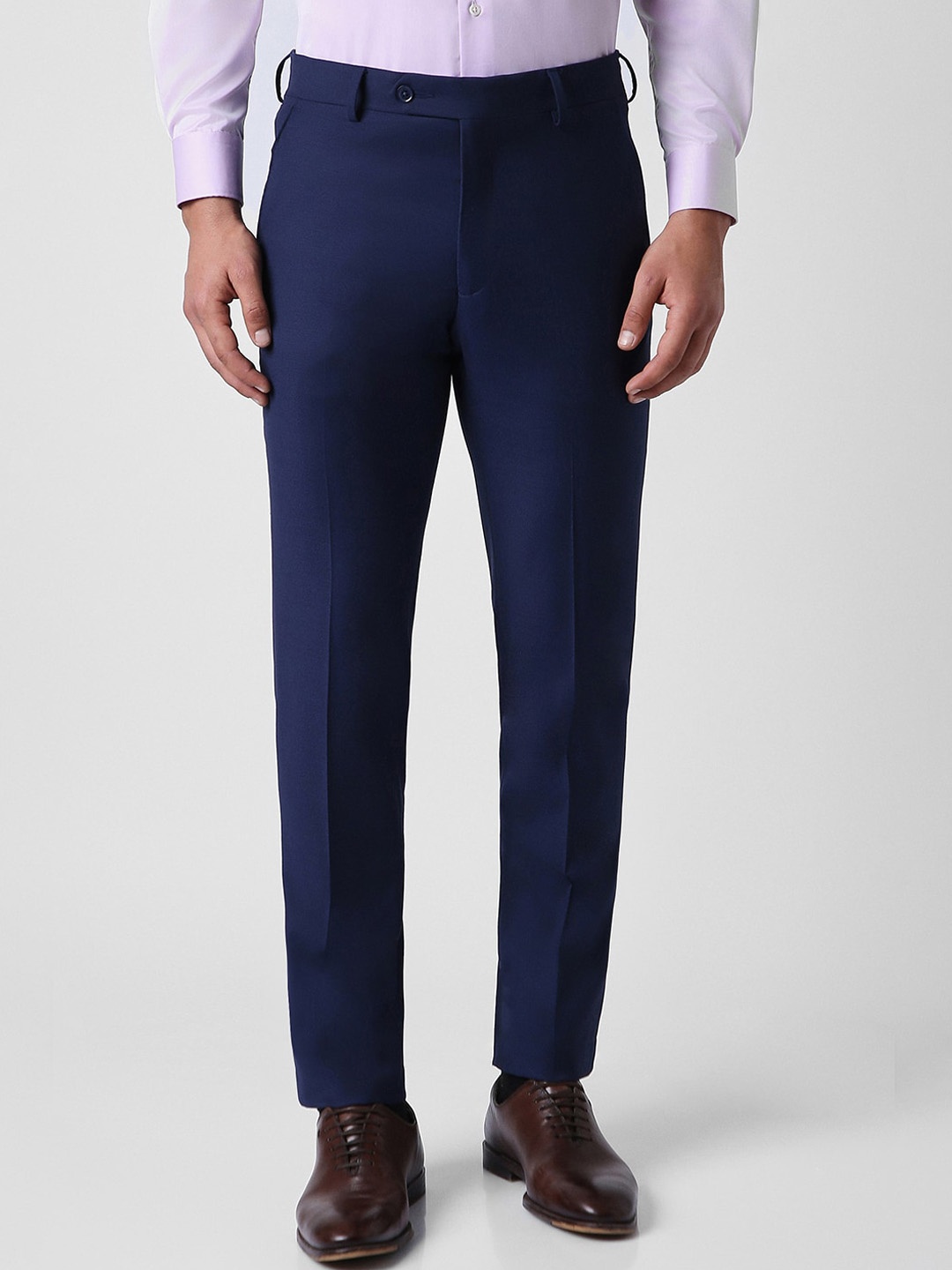 

Van Heusen Men Slim Fit Mid-Rise Formal Trousers, Navy blue