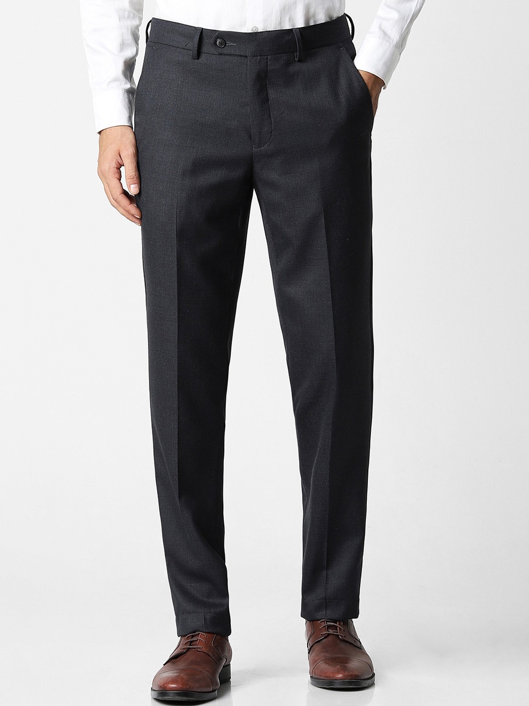 

Van Heusen Men Mid-Rise Slim Fit Formal Trousers, Black