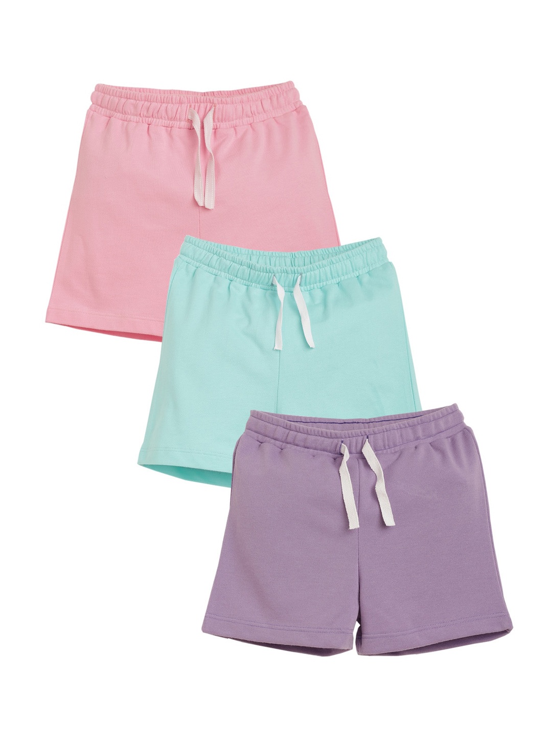 

Anthrilo Girls Pack Of 3 Mid-Rise Cotton Shorts, Pink