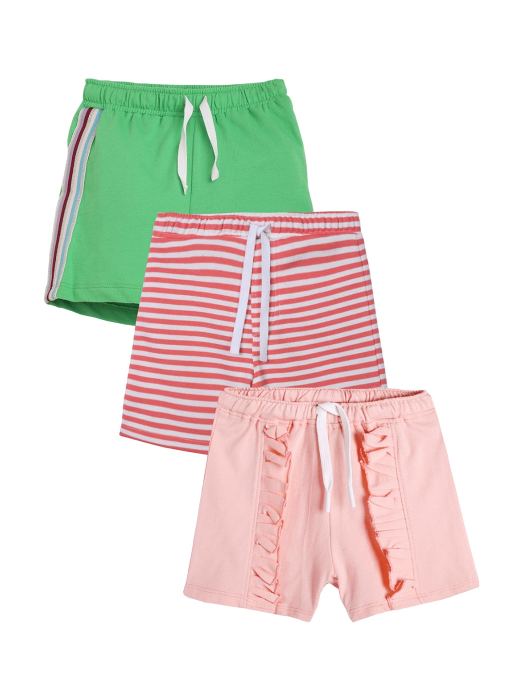 

Anthrilo Girls Pack Of 3 Mid-Rise Cotton Shorts, Pink