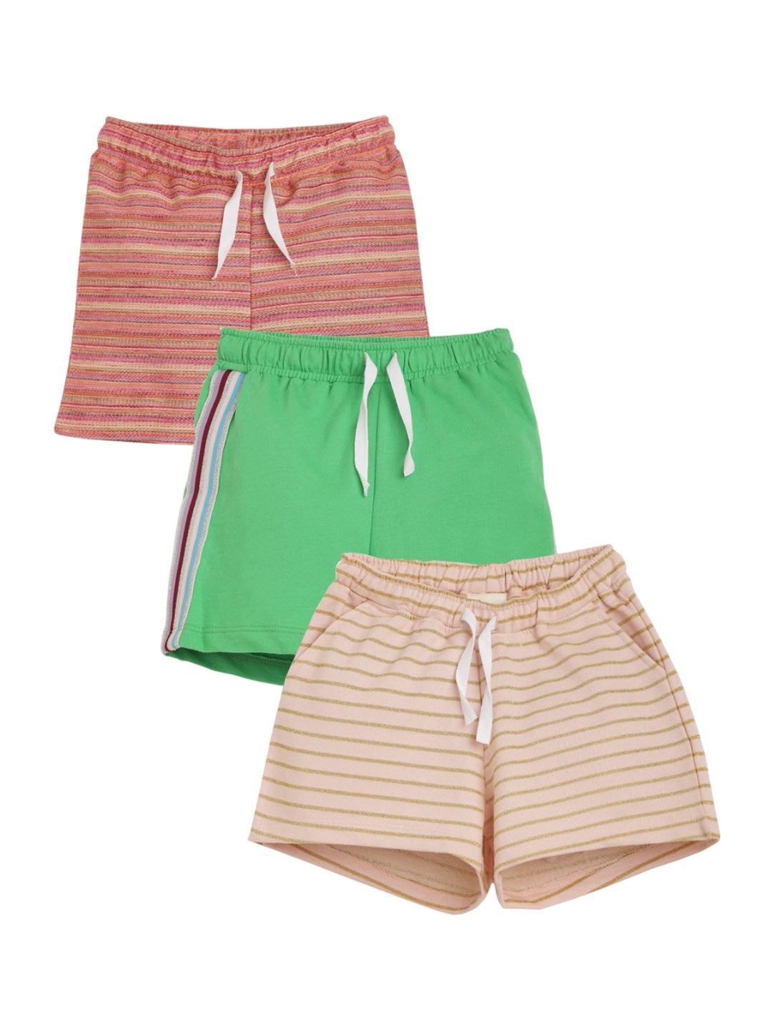 

Anthrilo Girls Pack Of 3 Mid-Rise Cotton Shorts, Beige