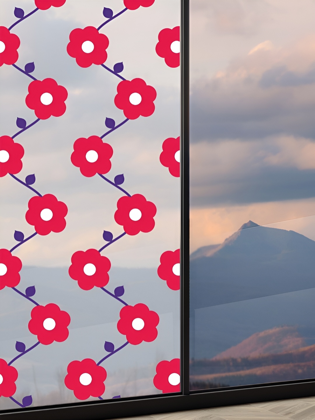 

CVANU Transparent & Pink Printed Self-Adhesive Window Film