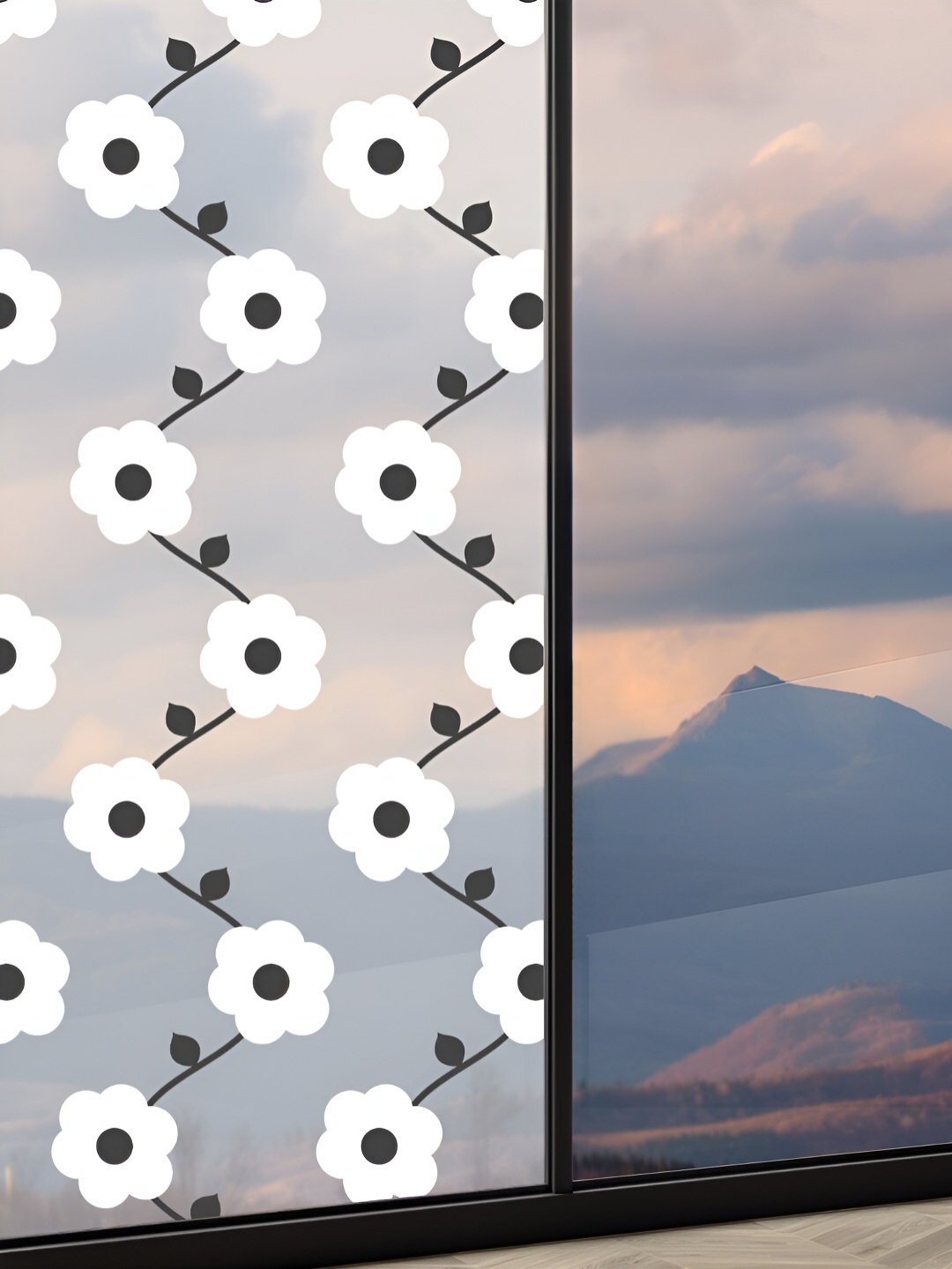 

CVANU Transparent & Black Printed Self Adhesive Window Film Sticker