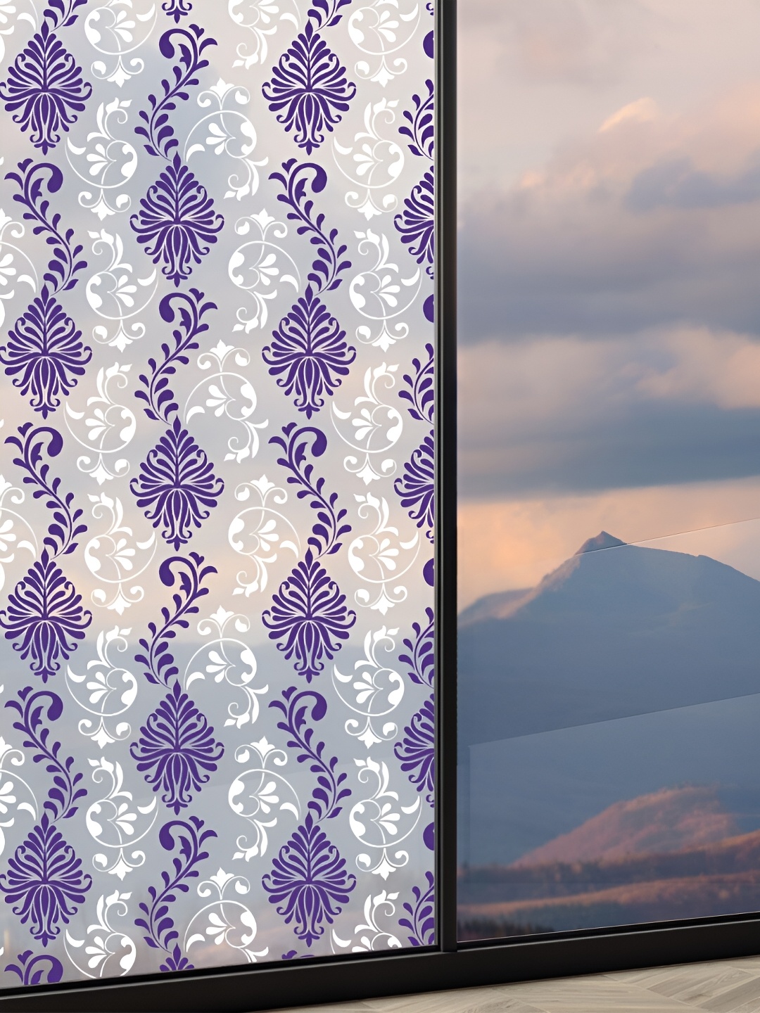 

CVANU Transparent & Blue Ethnic Motifs Printed Self-Adhesive Privacy Window Film