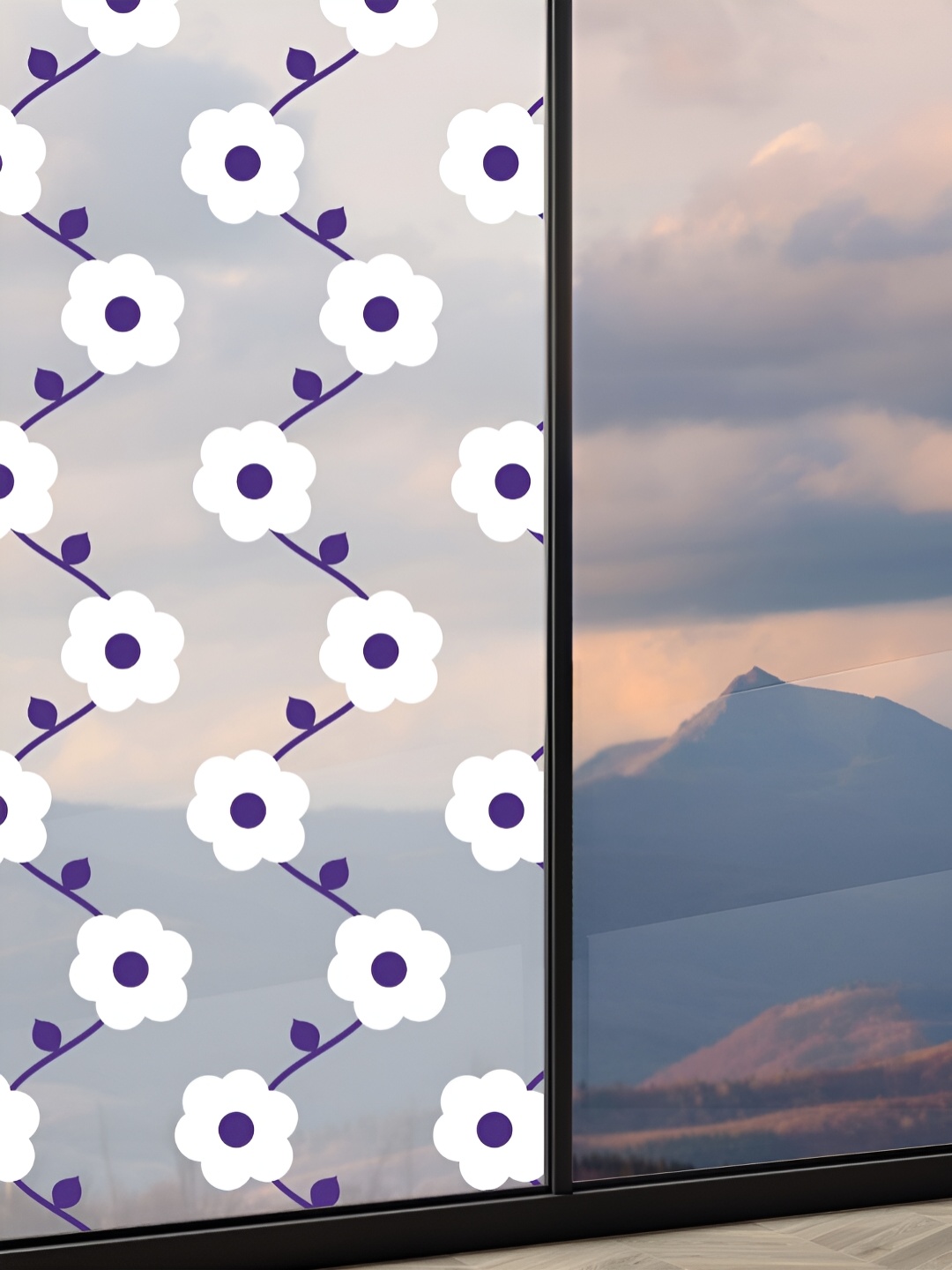 

CVANU White & Violet Printed Self Adhesive Waterproof Window Film