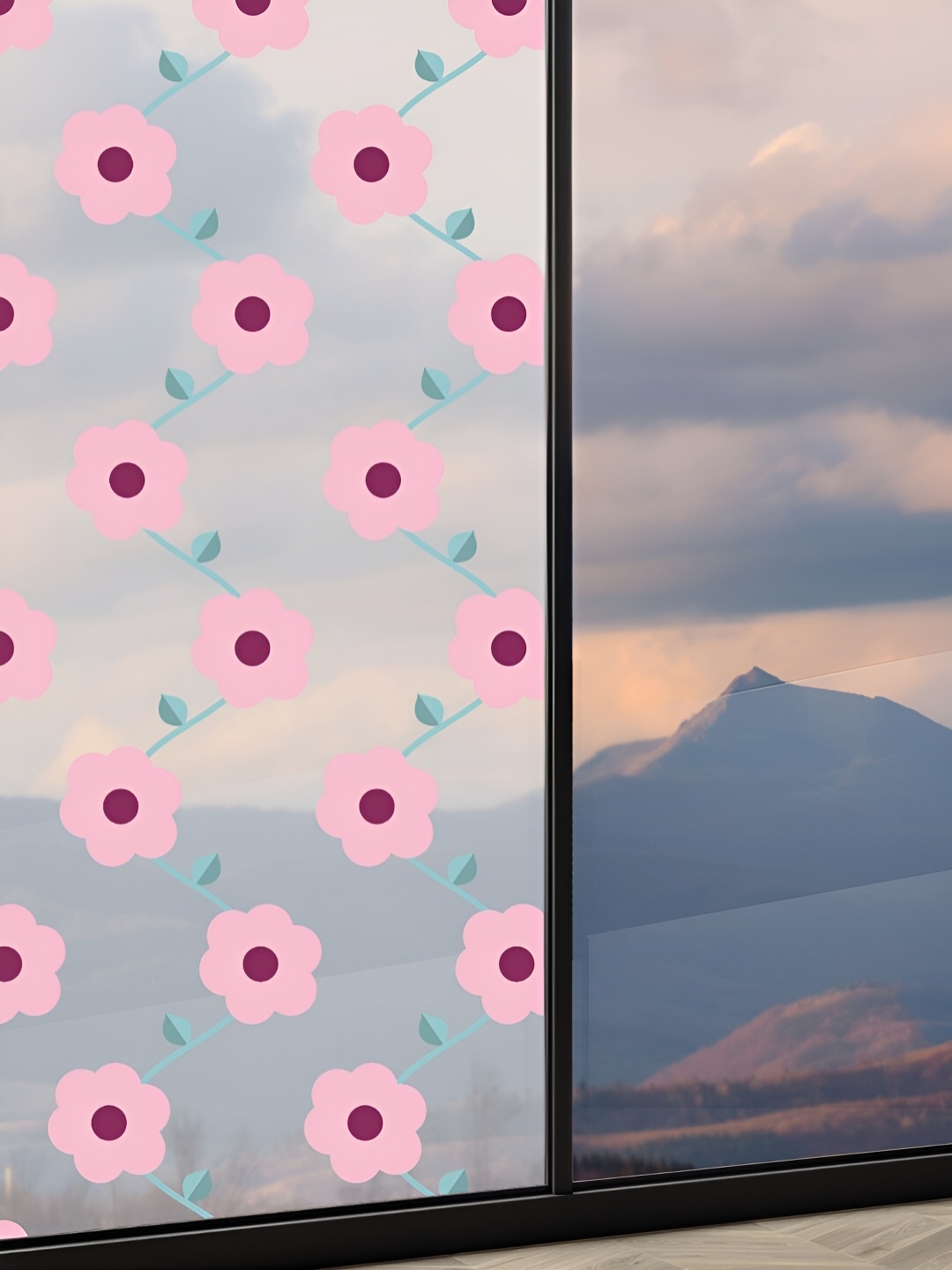 

CVANU Pink & Green Printed Self Adhesive Waterproof Window Film