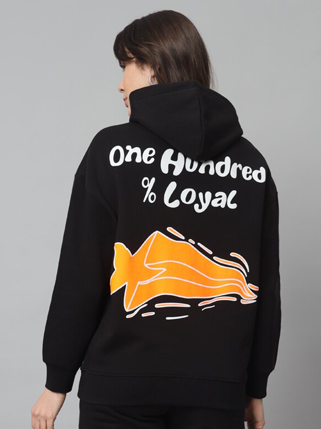 

GRIFFEL Typography Printed Hooded Pullover Sweatshirt, Black