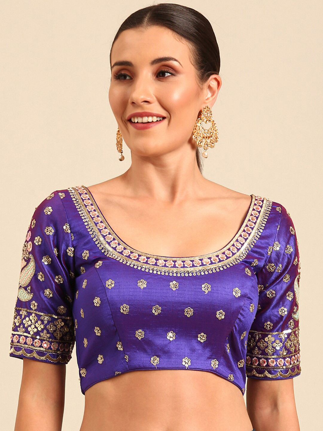 

panchhi Embroidered Saree Blouse, Purple