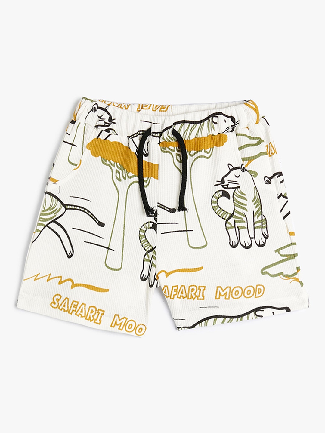 

Koton Boys Graphic Printed Pure Cotton Shorts, Beige