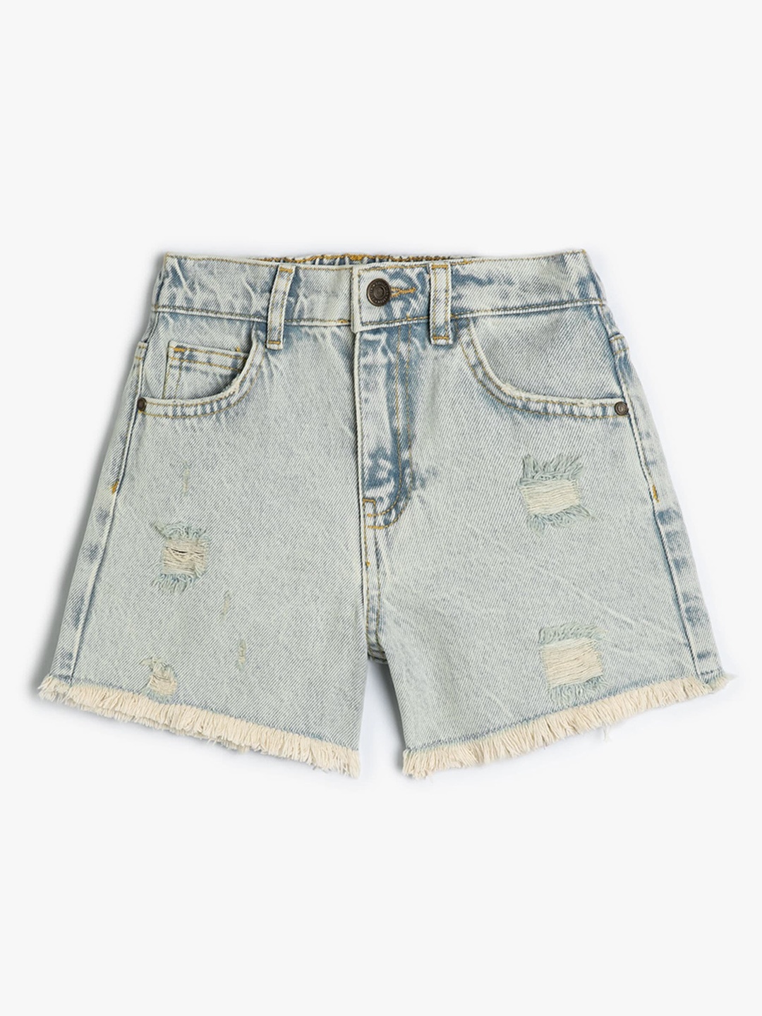 

Koton Girls Washed Pure Cotton Denim Shorts, Blue