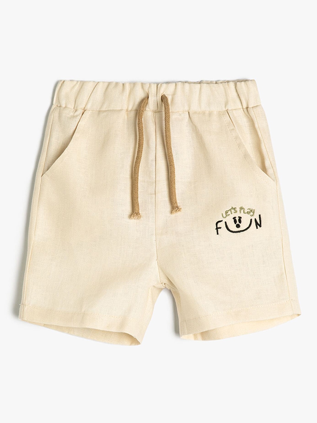 

Koton Boys Mid-Rise Pure Linen Shorts, Beige