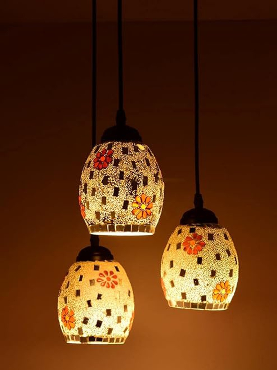 

ADWAIT White Textured Bell Shaped Glass Ceiling Lamp
