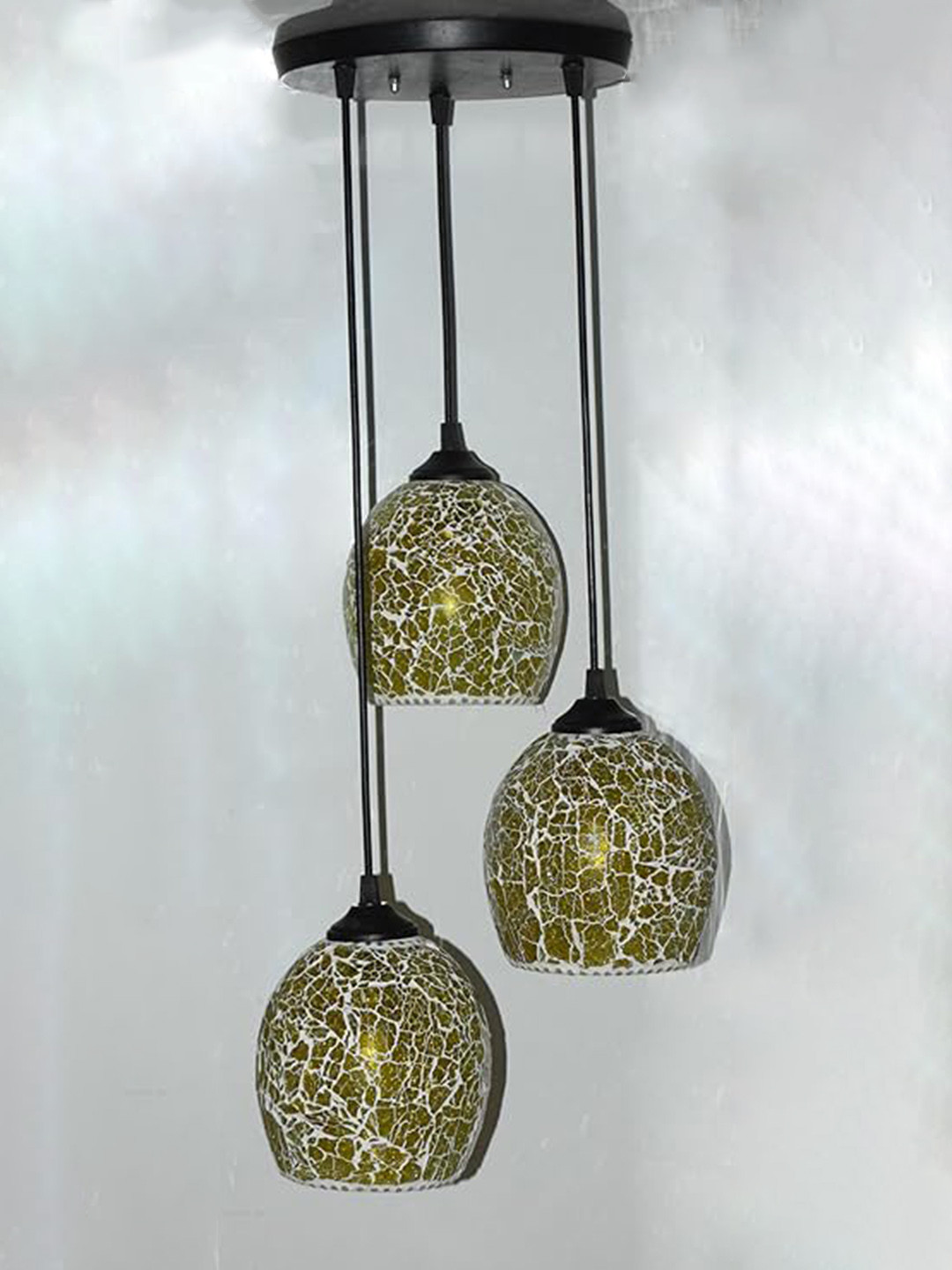 

ADWAIT White & Brown Textured Bell Shaped Glass Contemporary Ceiling Lamp