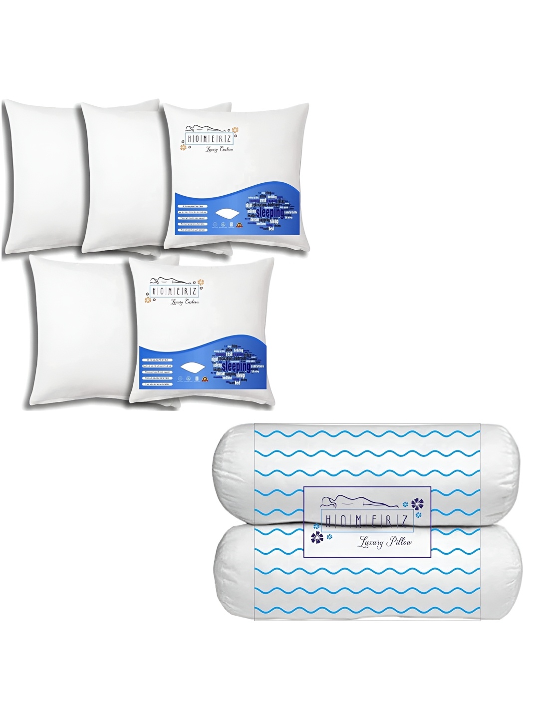 

Homerz White 5 Pieces Cushions & 2 Pcs Bolsters