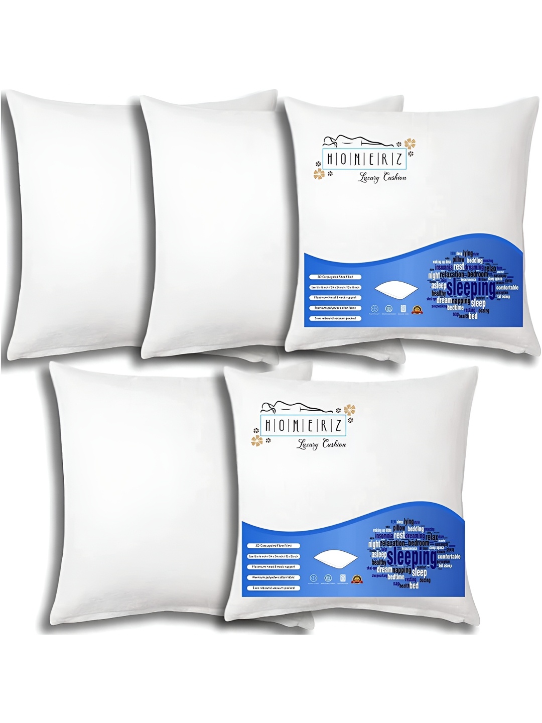 

Homerz 5Pcs White Cotton Filled Cushions