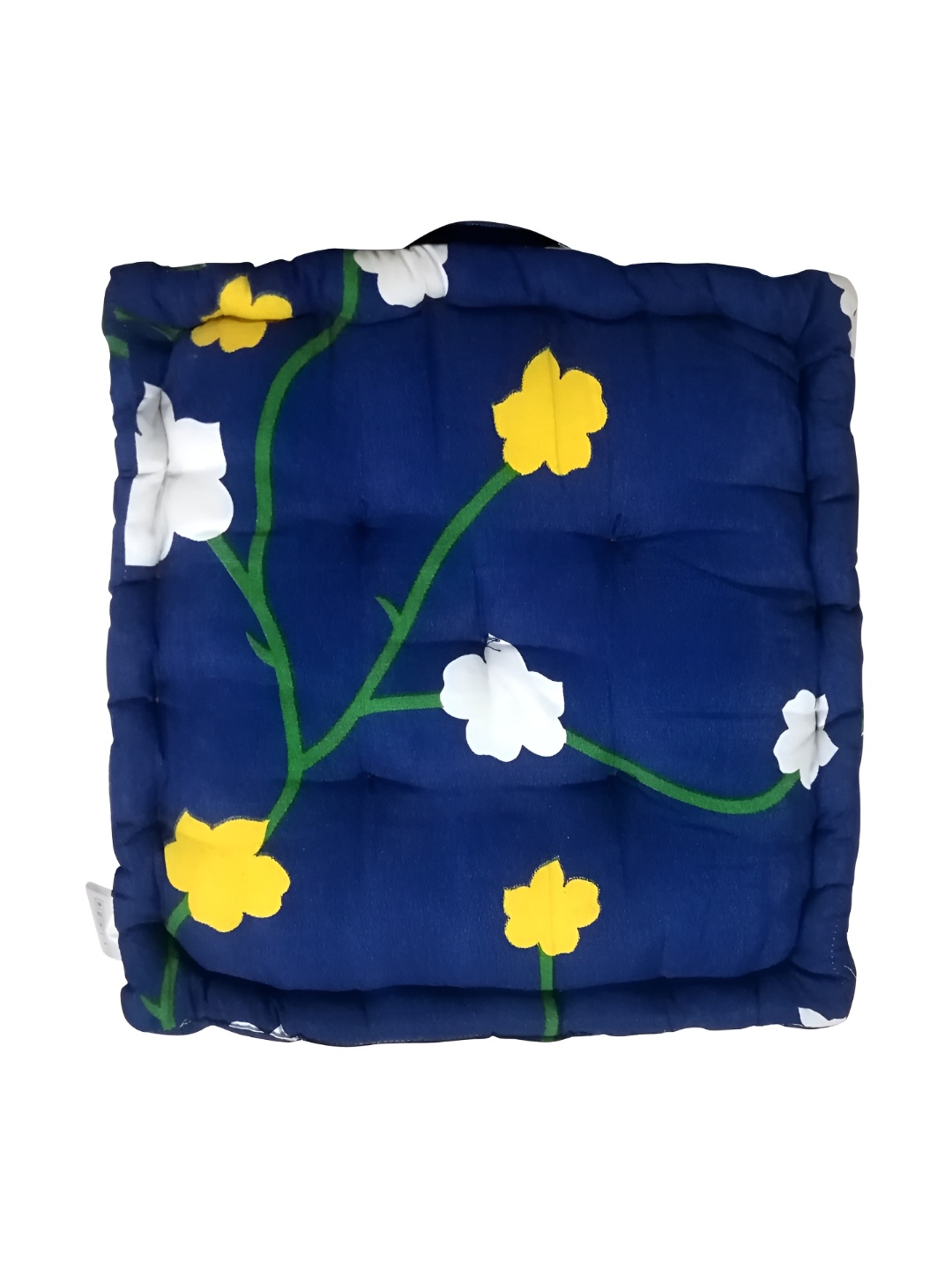 

Homerz Navy Blue & Yellow Printed Square Filled Cushion