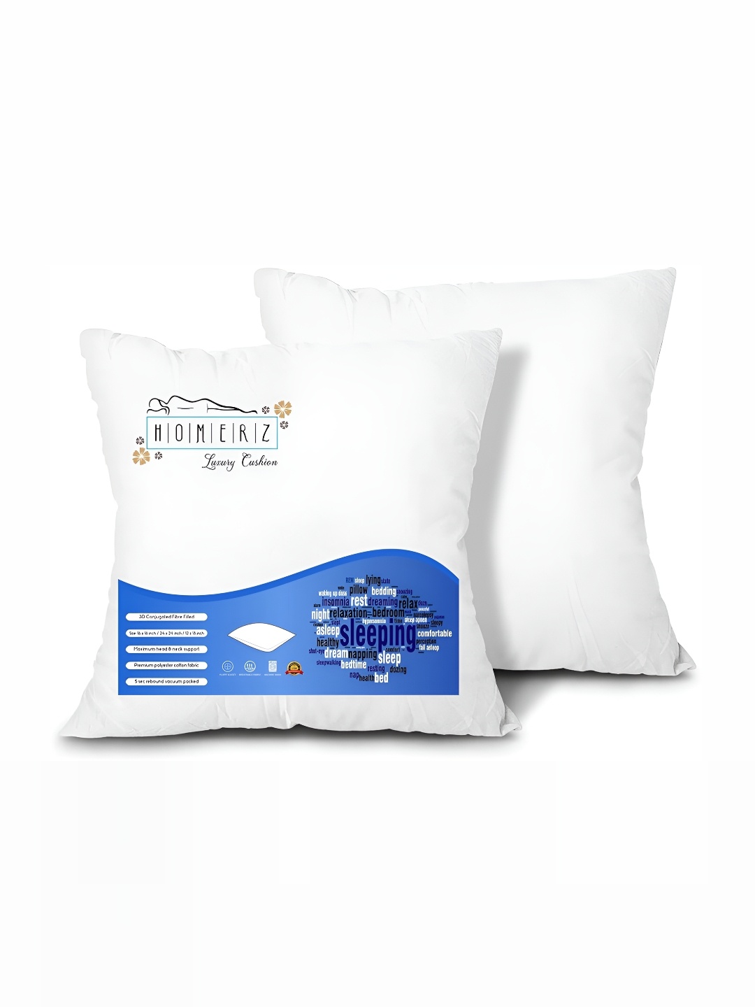 

Homerz 2Pcs White Cotton Filled Cushions