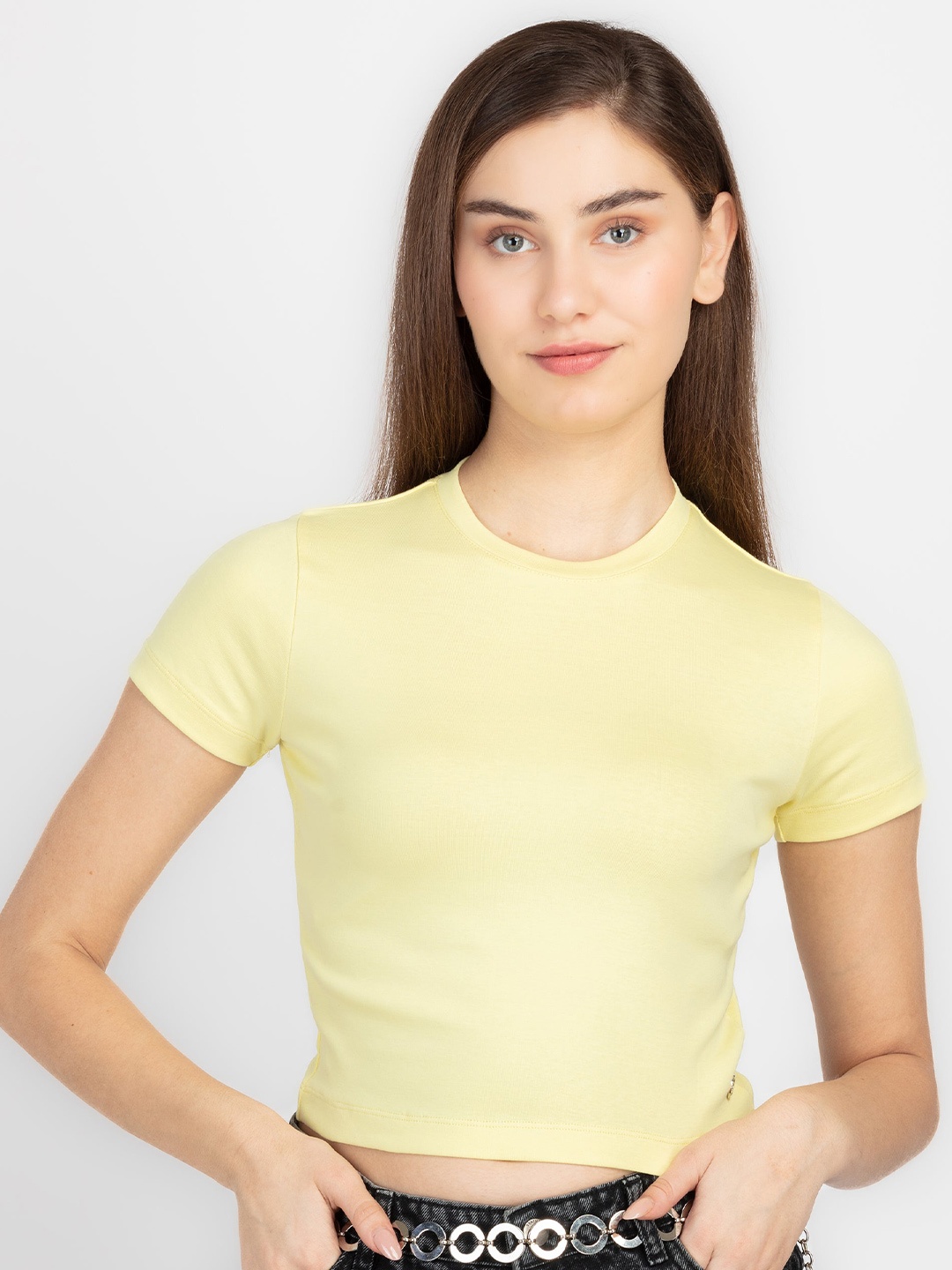 

Status Quo Round Neck Short Sleeves Regular Fit Cotton T-shirt, Yellow