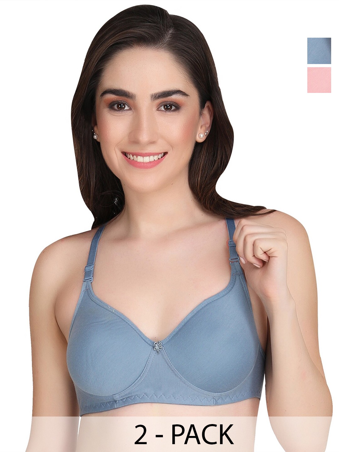 

Liigne Pack Of 2 Everyday Bra Full Coverage Lightly Padded All Day Comfort, Peach