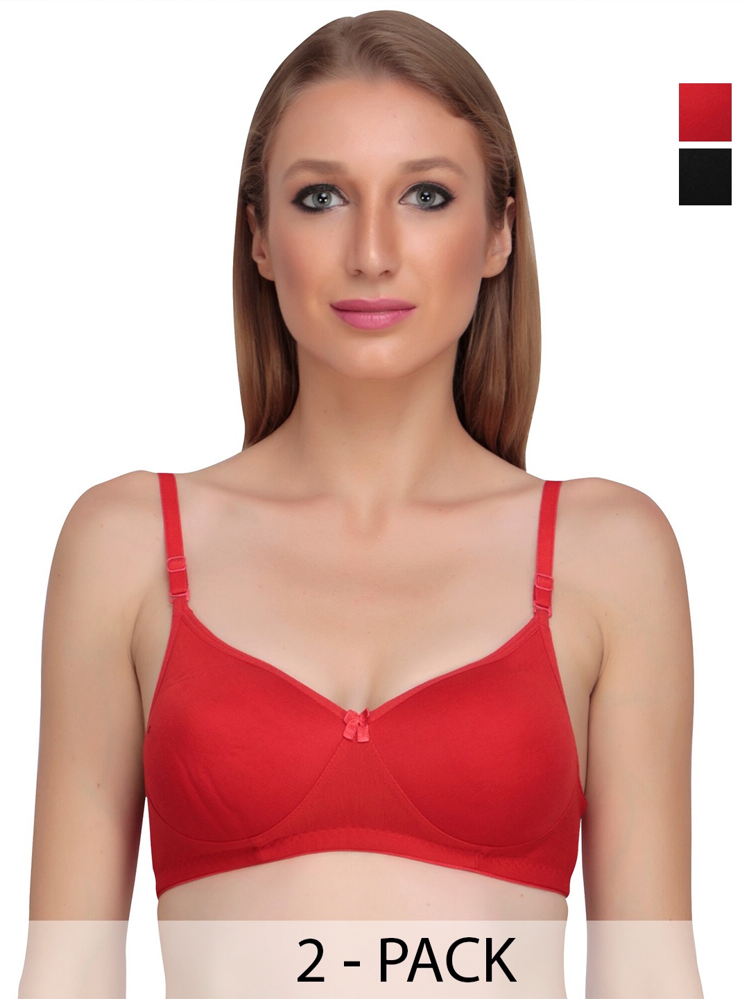 

Liigne Pack Of 2 Full Coverage All Day Comfort Lightly Padded Everyday Bra, Red