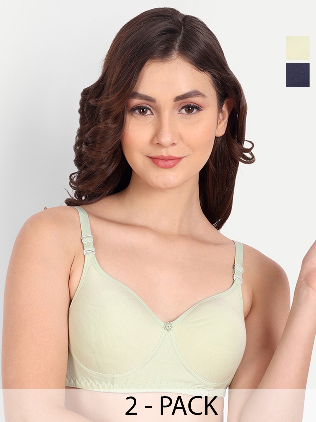 

Liigne Pack Of 2 Full Coverage Lightly Padded Everyday Bra- All Day Comfort, Navy blue