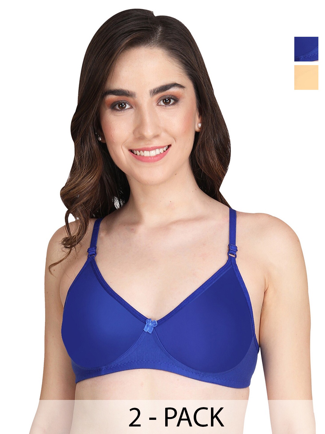 

Liigne Pack Of 2 Full Coverage All Day Comfort Lightly Padded Everyday Bra, Blue
