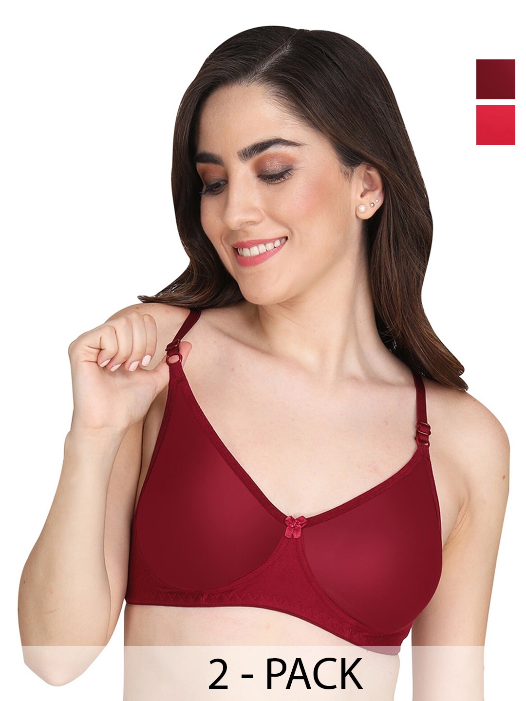 

Liigne Pack Of 2 Full Coverage All Day Comfort Lightly Padded Everyday Bra, Red