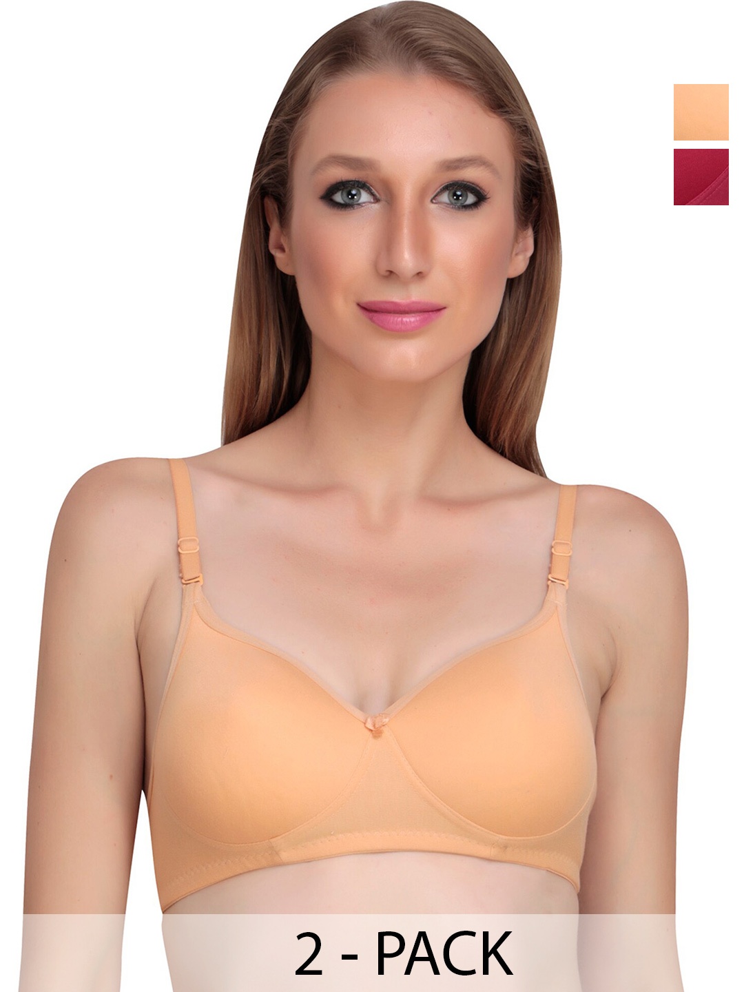 

Liigne Pack of 2 Full Coverage Lightly Padded Everyday Bras With All Day Comfort, Maroon