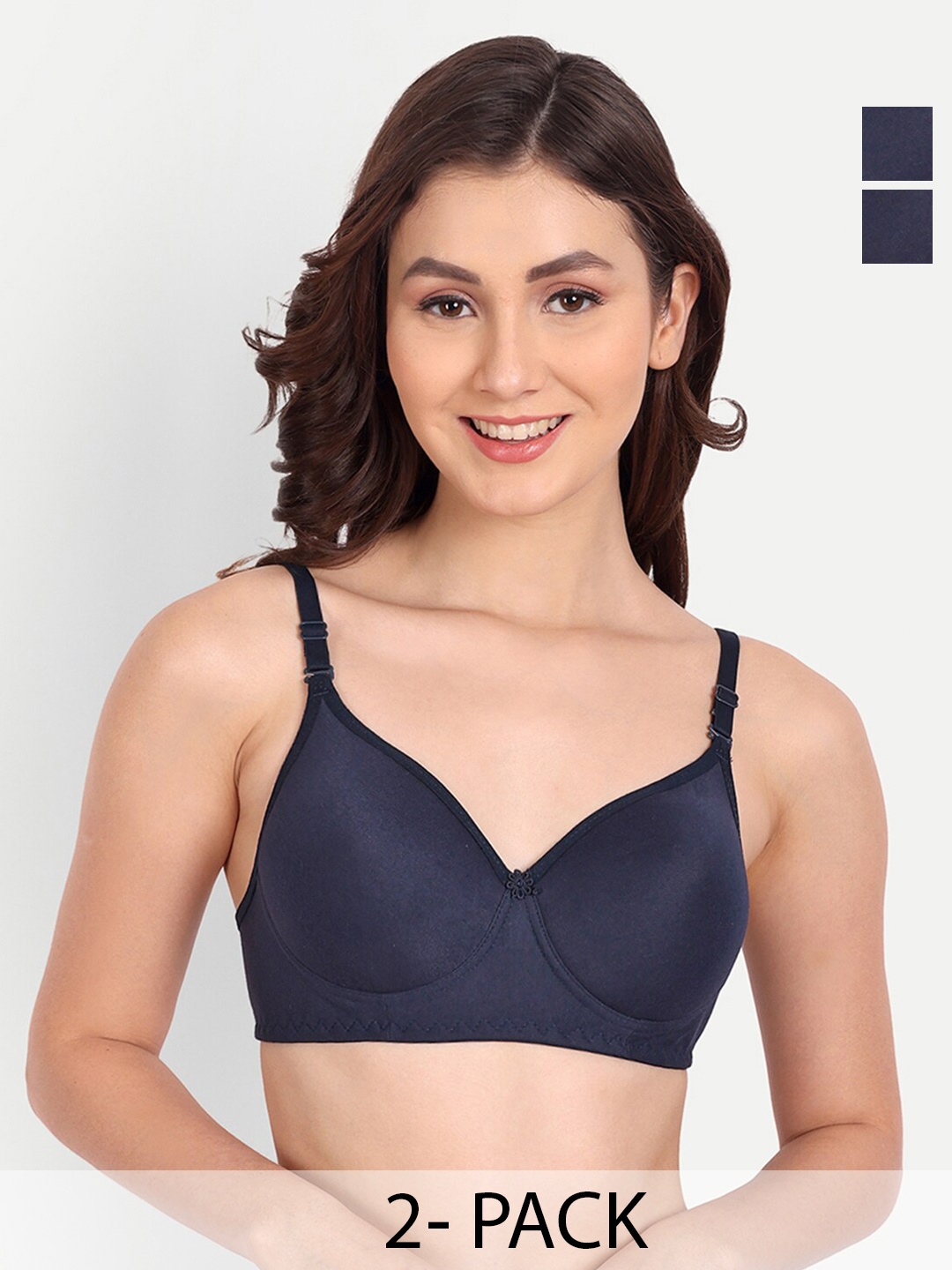 

Liigne Pack Of 2 Full Coverage Lightly Padded Everyday Bra - All Day Comfort, Blue